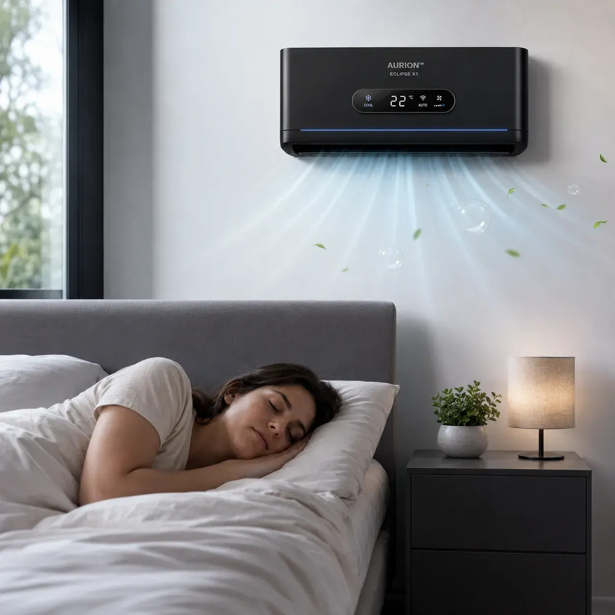 Premium black air conditioner designed for modern interiors